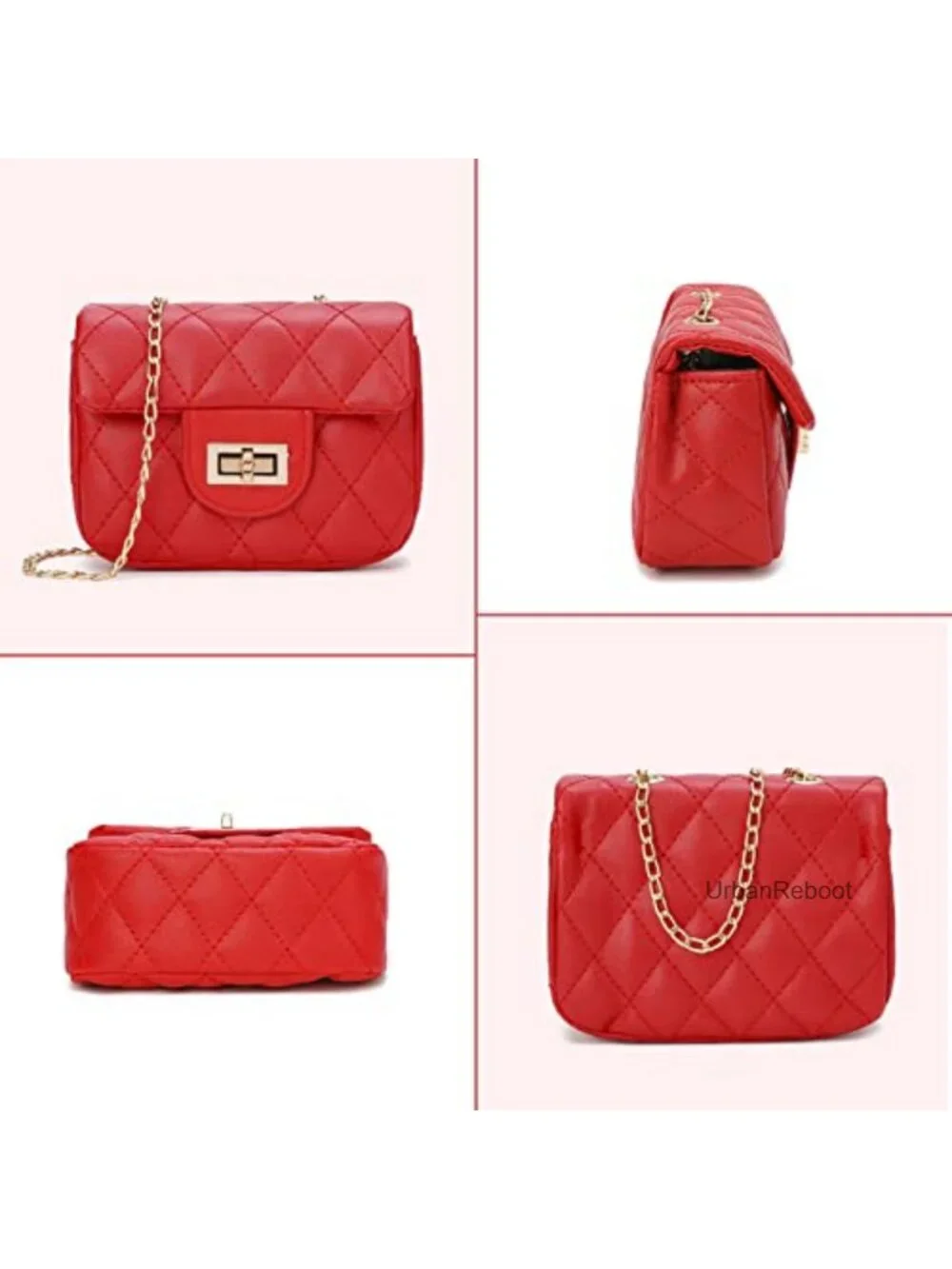 Girls PU Crossbody Purse with Sunglasses Adjustable Strap Princess Handbag
